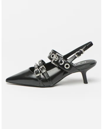 Pantofi slingback de piele cu tinte Babel, Negru