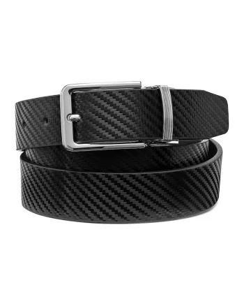 Curea din piele cu aspect tesut, Negru