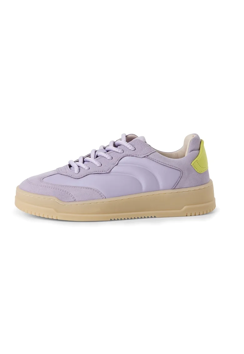 Pantofi sport wedge cu garnituri de piele, Lila/Verde menta