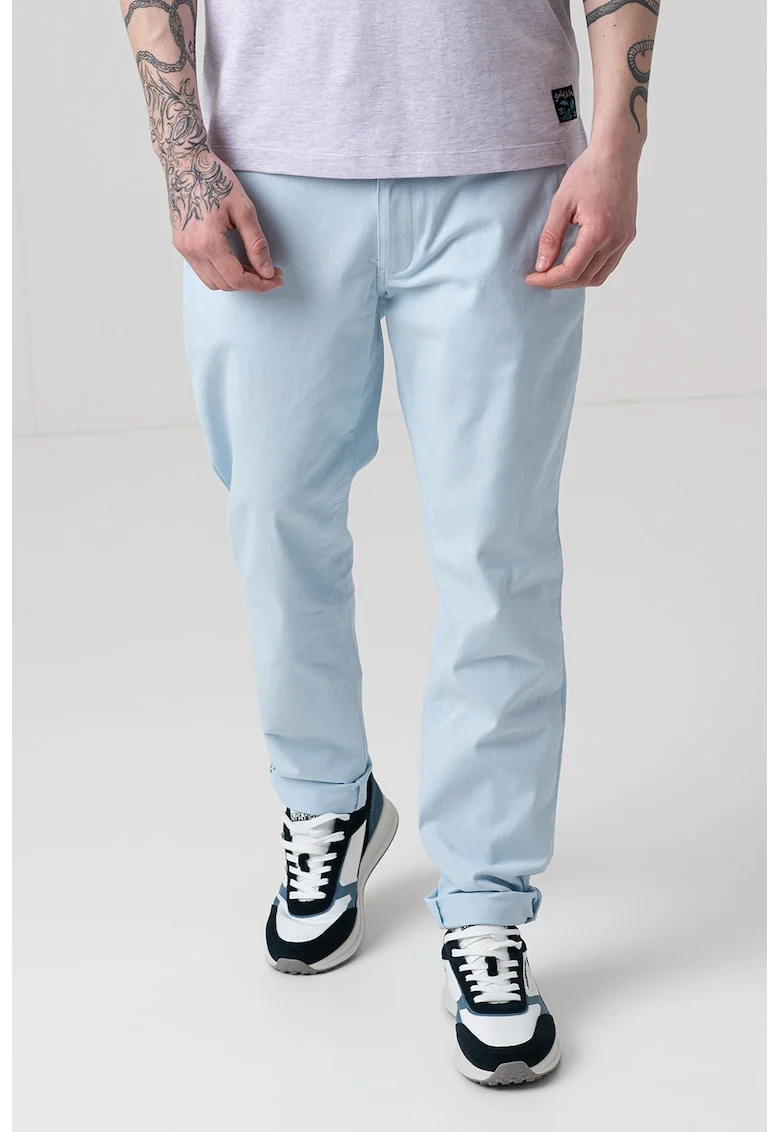 Pantaloni chino cu talie medie, Albastru deschis