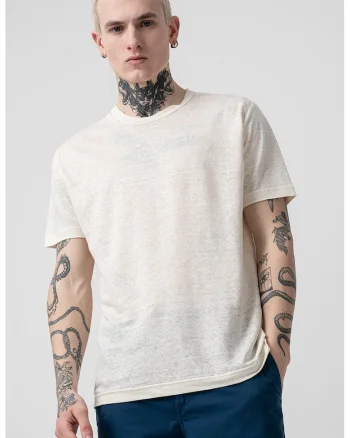 Tricou relaxed-fit din amestec de in, Bej deschis