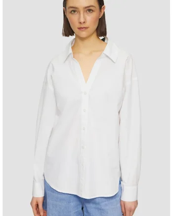 Bluza cu model uni si nasturi, Alb optic