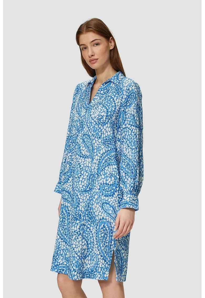 Rochie lejera cu imprimeu paisley, Alb murdar/Albastru deschis