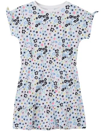 Rochie cu imprimeu si maneci scurte, Multicolor