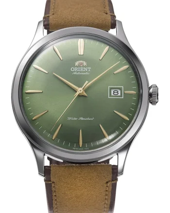 Ceas automatic cu o curea din piele, Maro camel