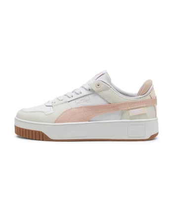 Pantofi sport de piele cu insertii de piele ecologica Carina Street, Alb/Roz prafuit/Bej deschis