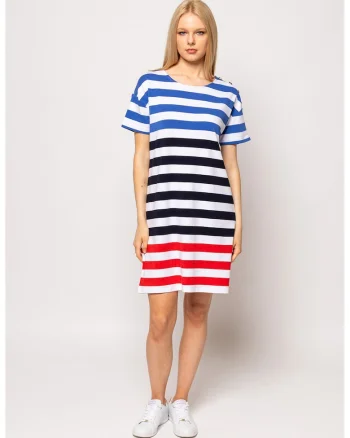 Rochie mini lejera Vuol, Negru/Coral/Alb optic