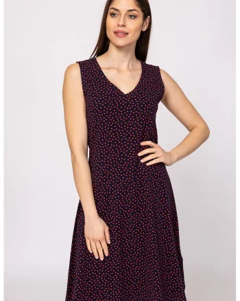 Rochie din amestec de bumbac cu decolteu in V Vilaka, Visiniu/Negru