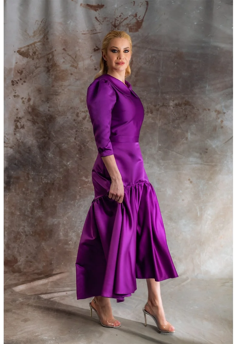 Rochie midi din satin Rokuss, Violet