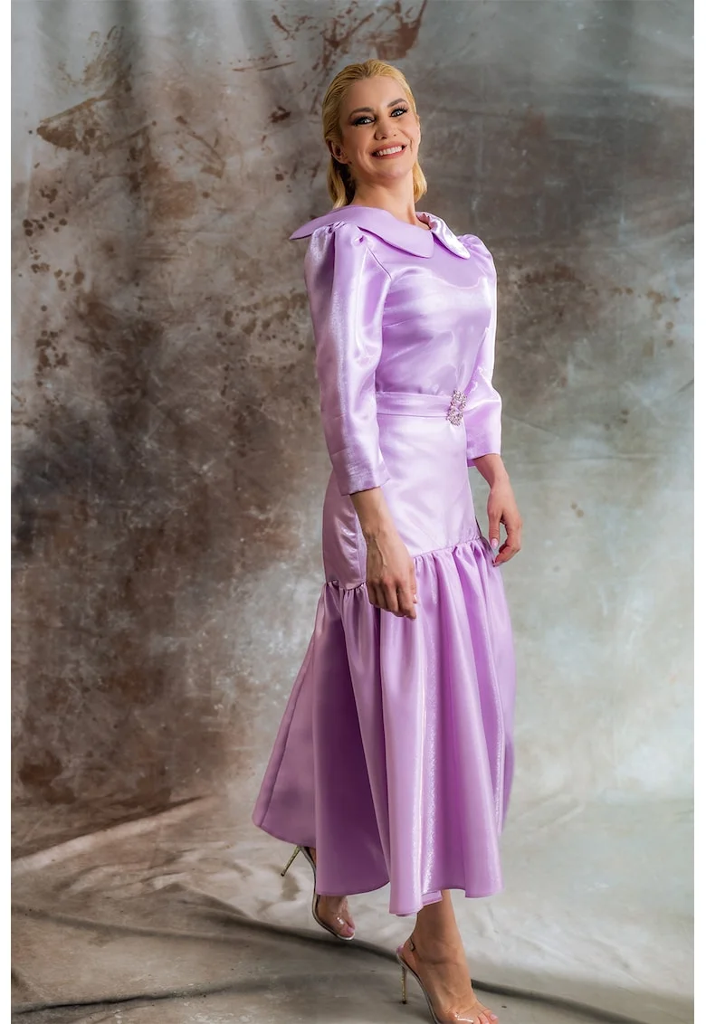 Rochie midi cu guler Peter Pan Aria, Violet deschis