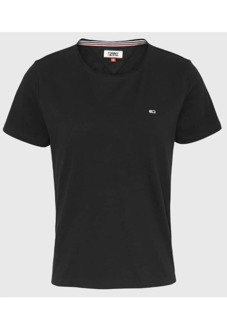 Tricou slim fit cu decolteu la baza gatului