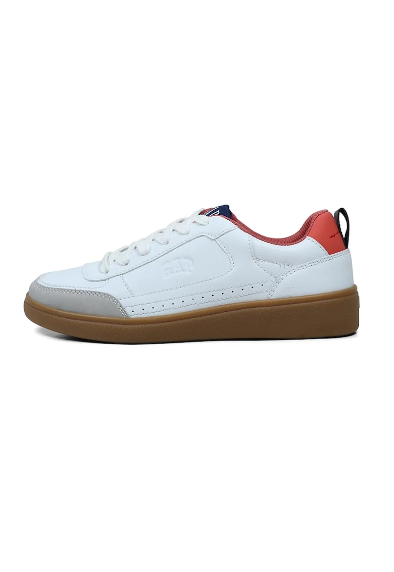 Pantofi sport colorblock cu sireturi, Coral/Alb murdar