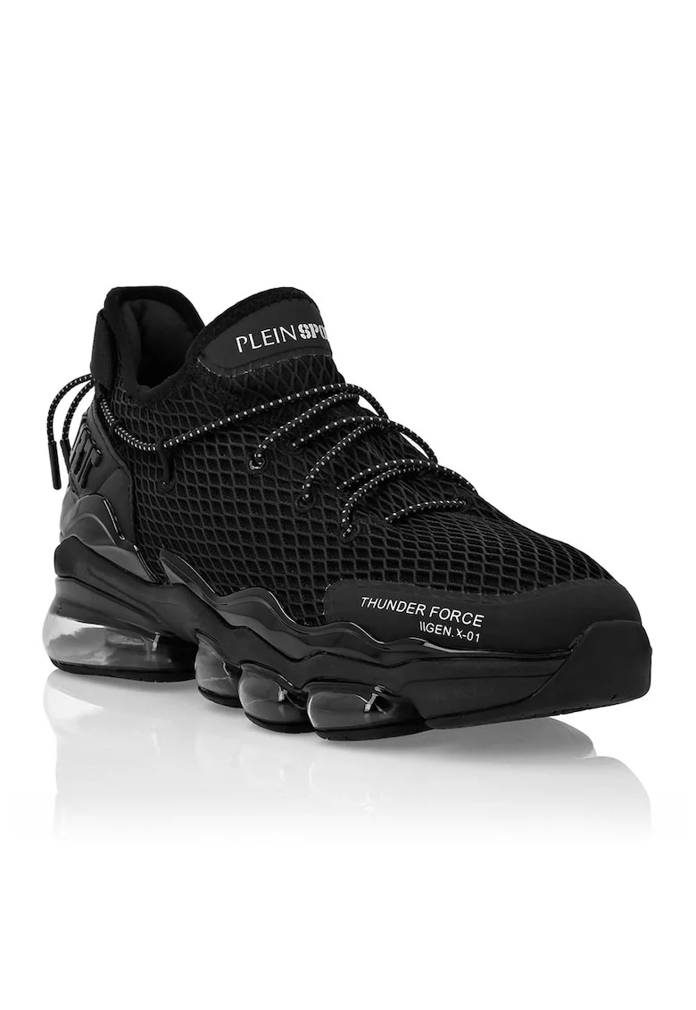Pantofi sport de plasa cu garnituri de piele ecologica Runner, Negru