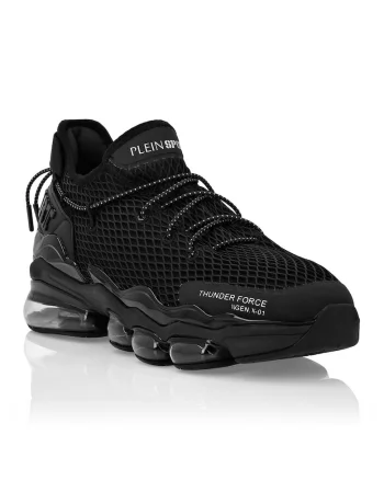 Pantofi sport de plasa cu garnituri de piele ecologica Runner, Negru