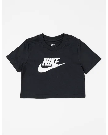 Tricou crop cu decolteu la baza gatului, Negru/Alb optic