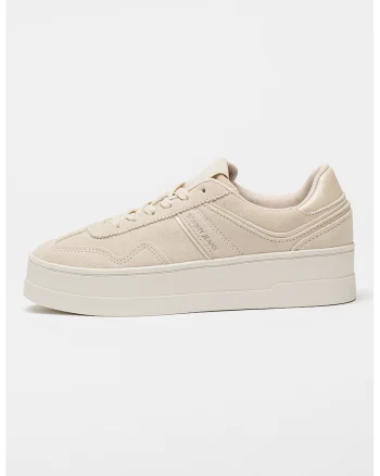 Pantofi sport flatform de piele intoarsa, Bej deschis