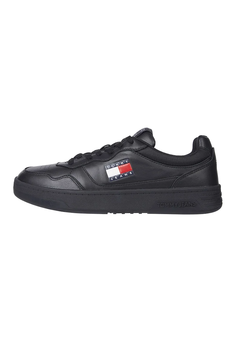 Pantofi sport din piele cu garnituri contrastante, Negru
