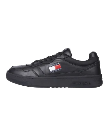 Pantofi sport din piele cu garnituri contrastante, Negru