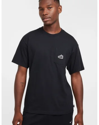 Tricou lejer cu buzunar aplicat, Negru