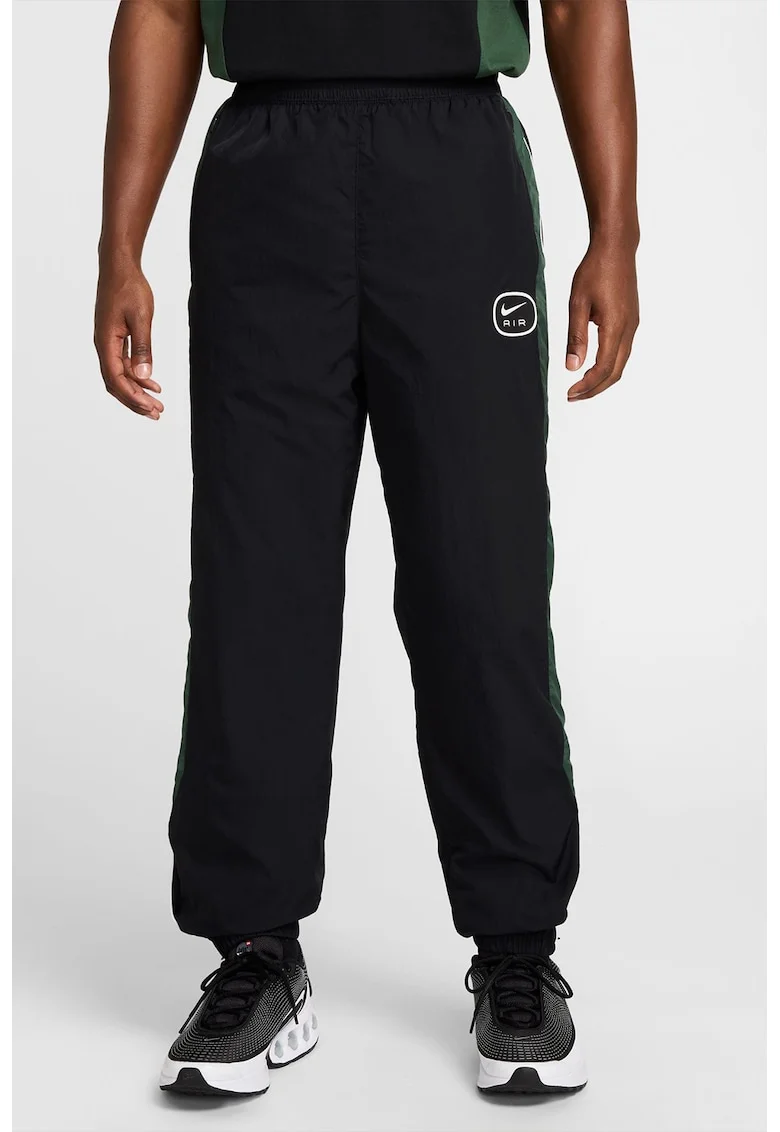 Pantaloni de trening cu talie inalta, Alb/Negru