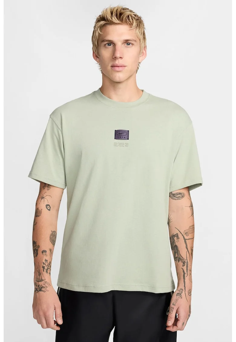 Tricou de bumbac cu logo Lifestyle, Verde pal