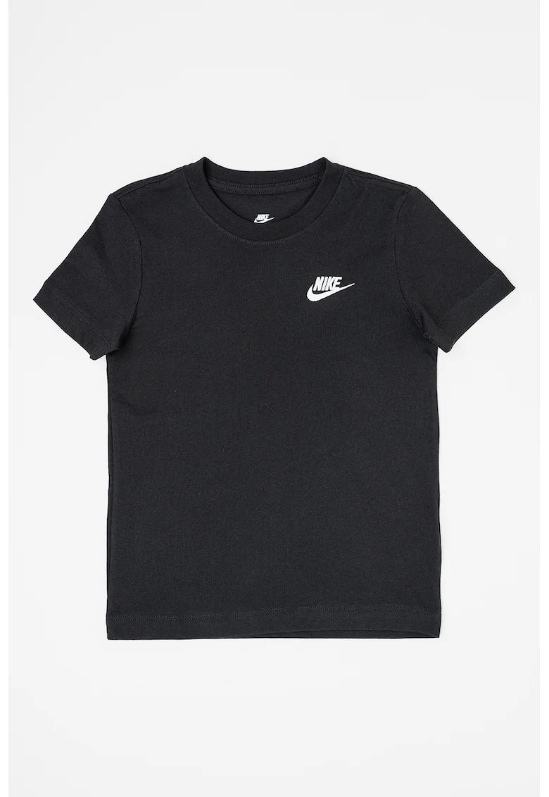 Tricou din bumbac cu decolteu la baza gatului Futura, Negru