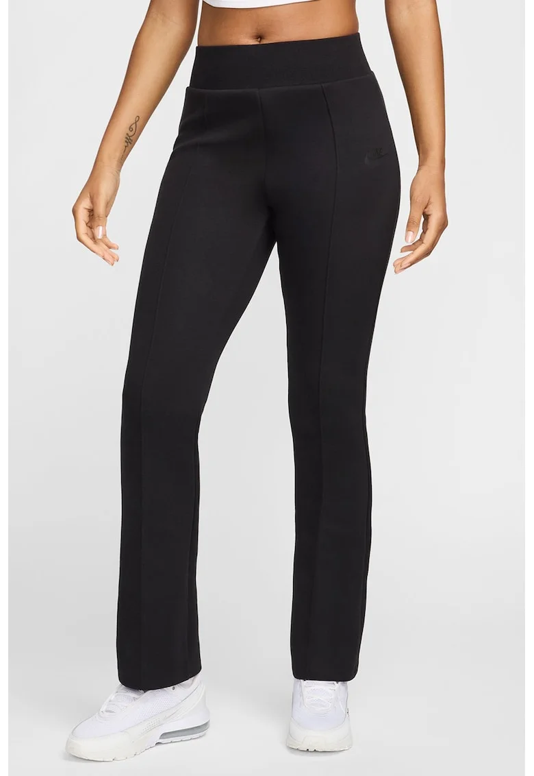Pantaloni evazati din amestec de bumbac, Negru