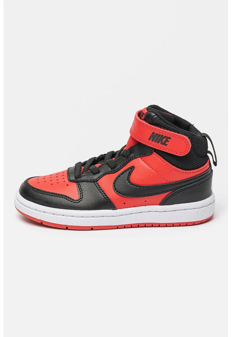 Pantofi sport mid-high cu insertii din piele Court Borough 2, Rosu/Negru stins