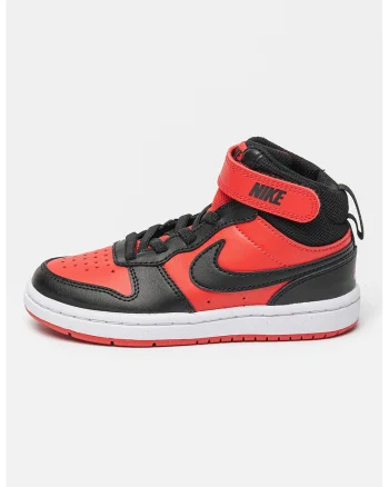 Pantofi sport mid-high cu insertii din piele Court Borough 2, Rosu/Negru stins
