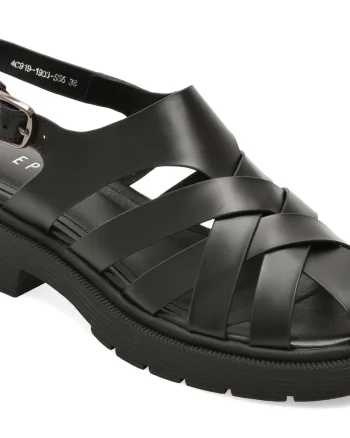 Sandale EPICA negre, 4C919, din piele naturala