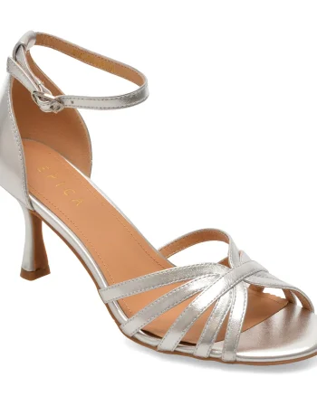 Sandale elegante EPICA argintii, 4H950, din piele naturala