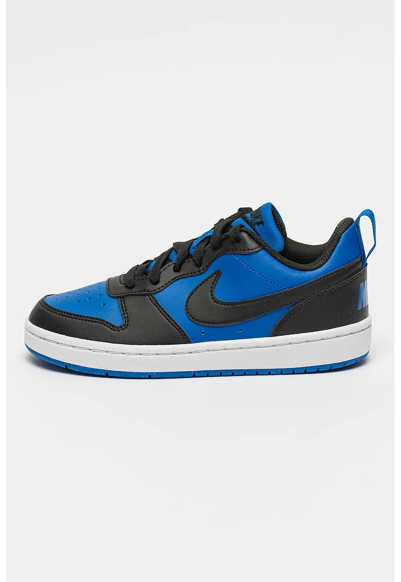 Pantofi sport de piele ecologica Court Borough, Negru/Albastru royal