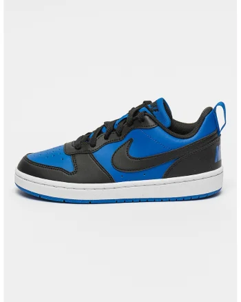 Pantofi sport de piele ecologica Court Borough, Negru/Albastru royal
