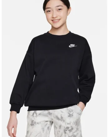 Bluza de trening supradimensionata cu detaliu logo Club, Alb/Negru