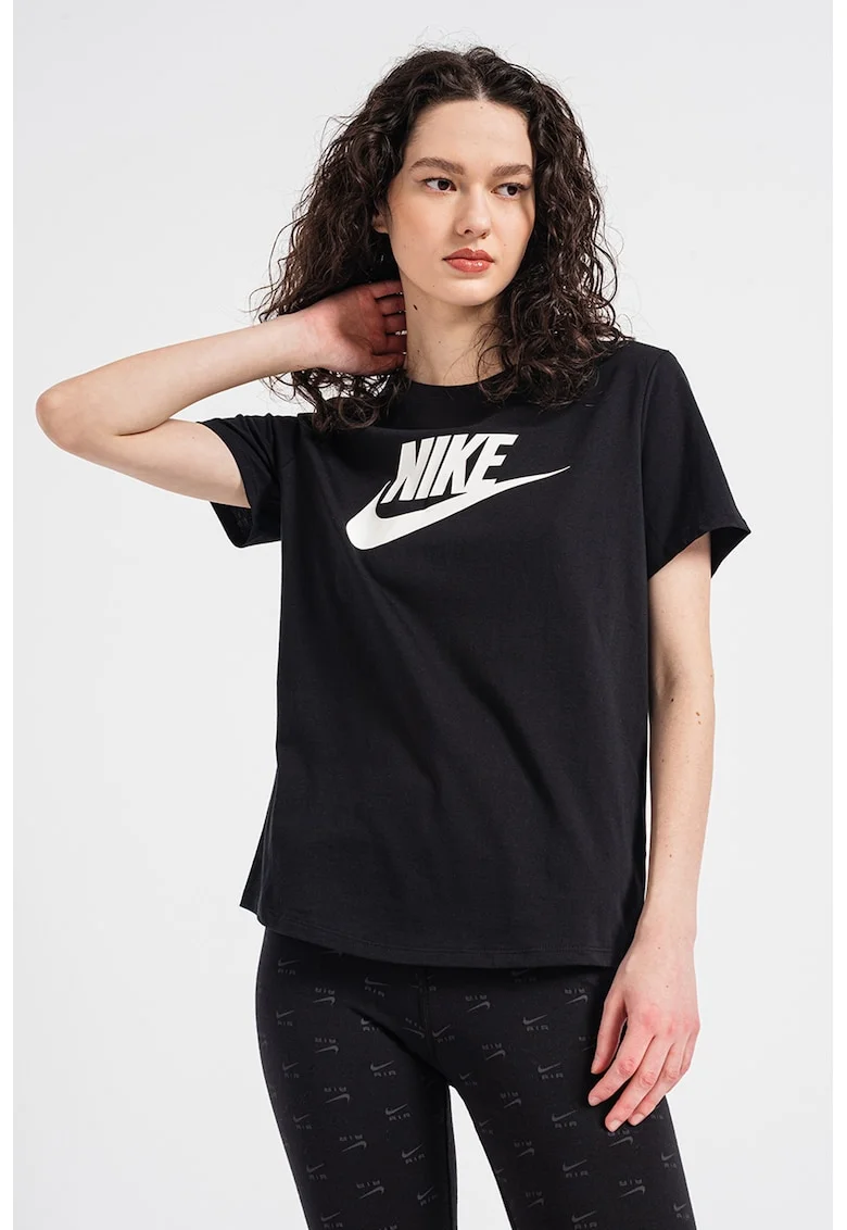 Tricou cu imprimeu logo Essentials, Negru