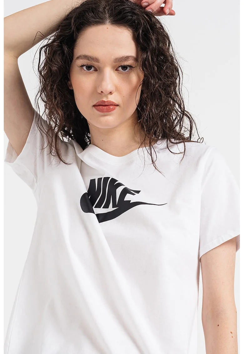 Tricou cu imprimeu logo Essentials, Alb