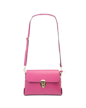 Poseta dama, piele,  Rosa, fucsia intens