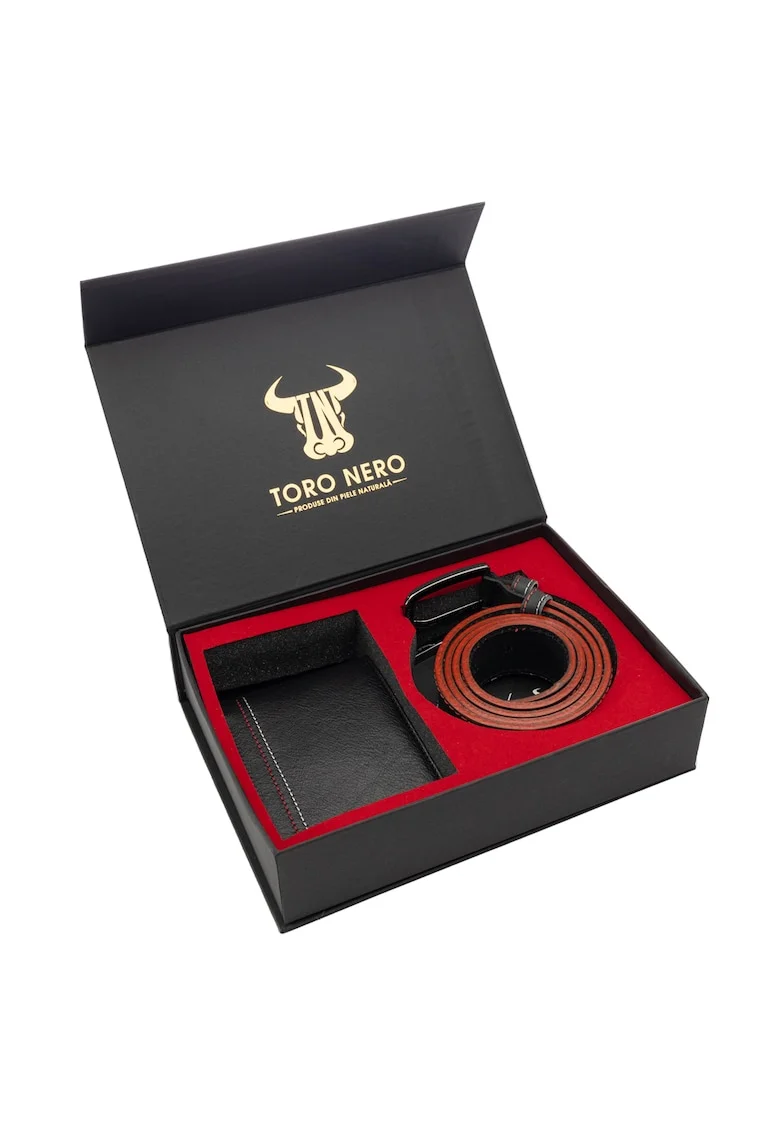 Set cadou Negru Double Line Wallet, Negru
