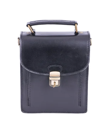 Geanta key leather vertical, Negru
