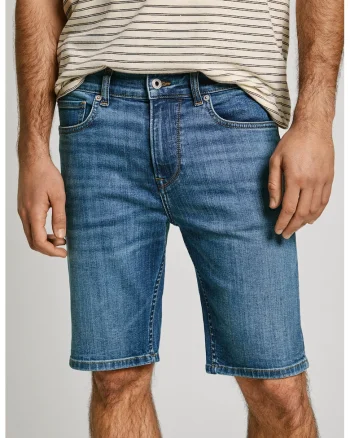 Bermude uni din denim, Albastru