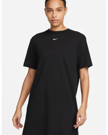 Rochie-tricou cu decolteu la baza gatului Sportswear Essentials, Negru