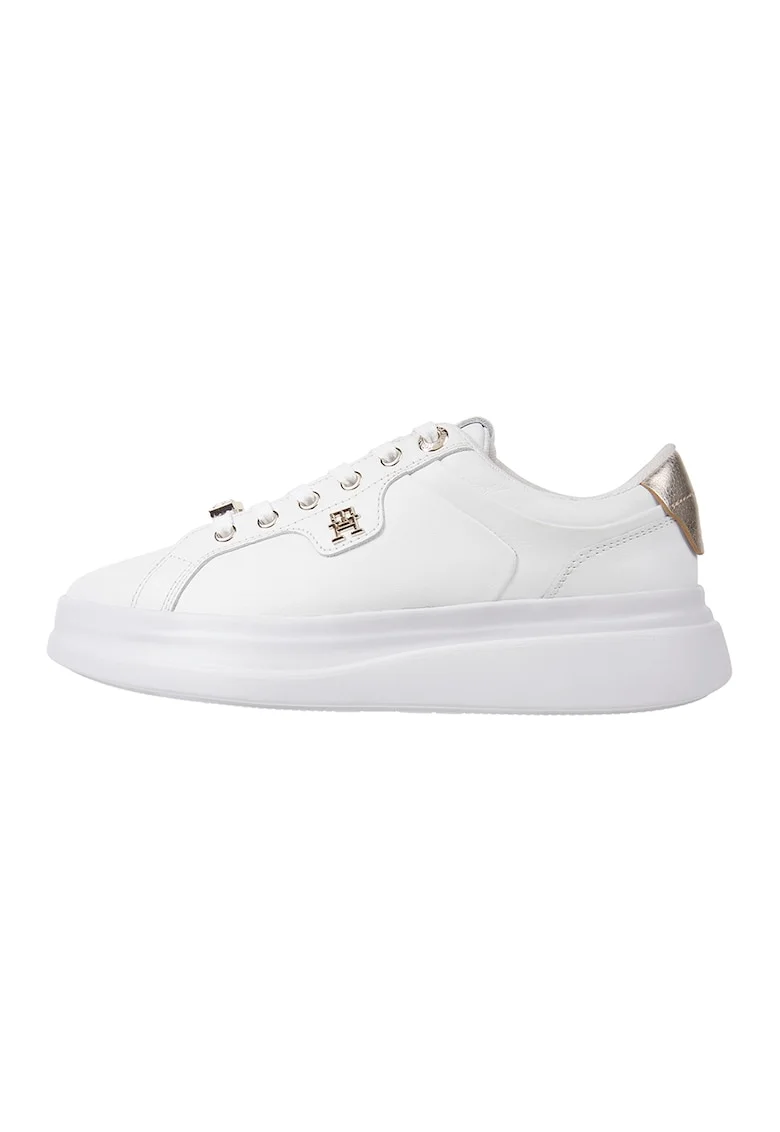 Pantofi sport din piele, Alb/Auriu