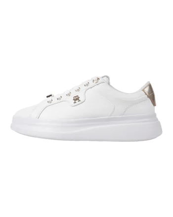 Pantofi sport din piele, Alb/Auriu