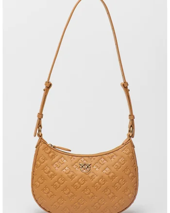 Geanta de piele cu model, Caramel