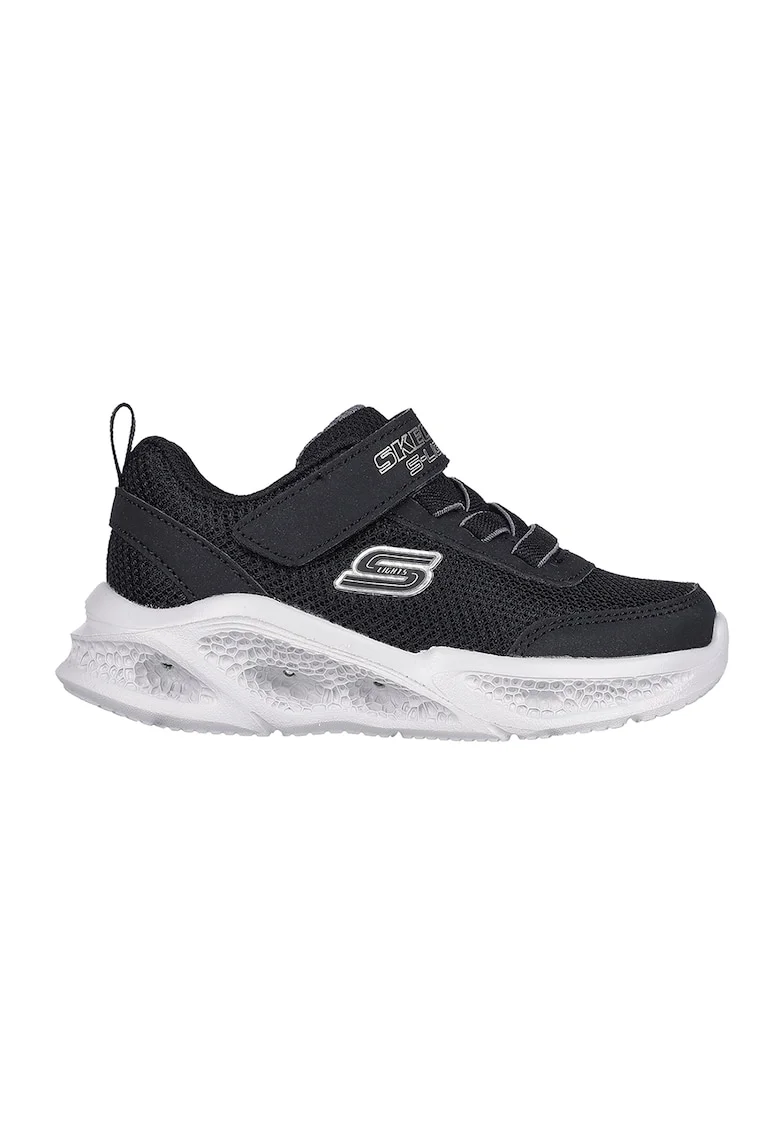 Pantofi sport cu banda velcro si lumini LED, Negru