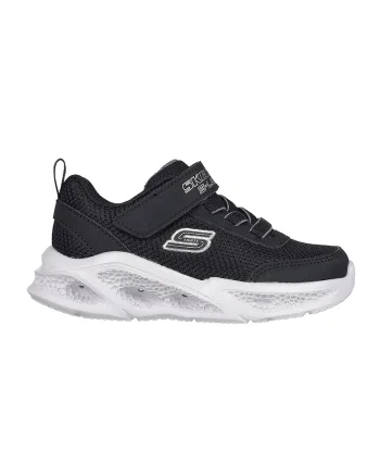 Pantofi sport cu banda velcro si lumini LED, Negru