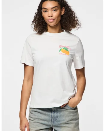 Tricou din bumbac organic cu imprimeu pe spate, Alb