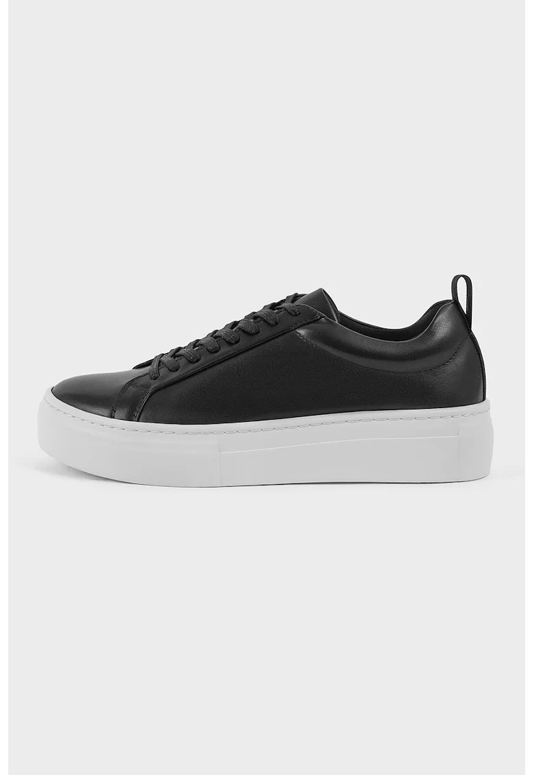 Pantofi sport din piele cu varf rotund Zoe, Negru