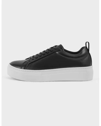 Pantofi sport din piele cu varf rotund Zoe, Negru