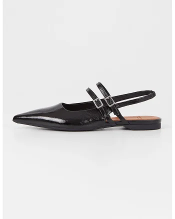 Pantofi slingback din piele lacuita Hermine, Negru